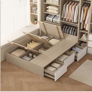 Simple Tatami Bed Cabinet Integrated Children's Bed Multi-Functional Bedroom Storage Cabinet Cloakroom Combination Wardrobe Bed