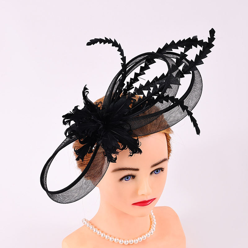 Cross-Border European and American Retro Hats, Amazon Feather Mesh Headwear, Bridal Hairpins, Hair Hoops, Handmade Mesh Hats