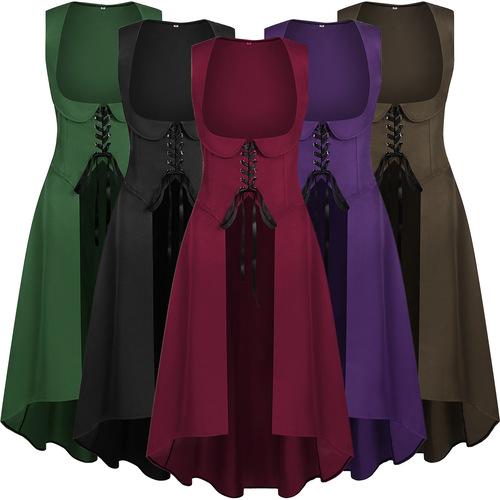 Spring and Autumn New Women's Medieval Retro Long Dress Costume Performance Costume