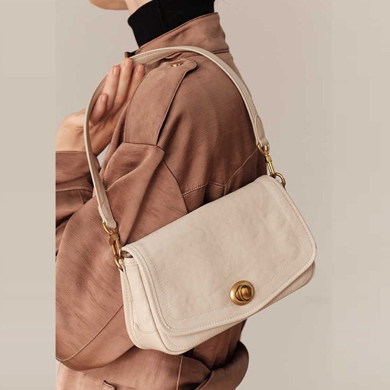 2026 New French Style Underarm Bag Luxury Niche Cowhide Shoulder Bag Genuine Leather Handbag Fashion Small Square Bag - Thumbnail 2