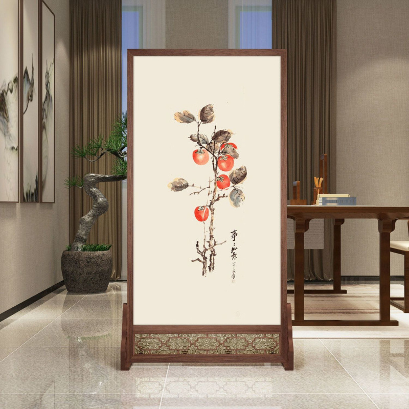 Chinese-style screen partition persimmon living room study porch entrance screen hotel hotel tea room office seat screen