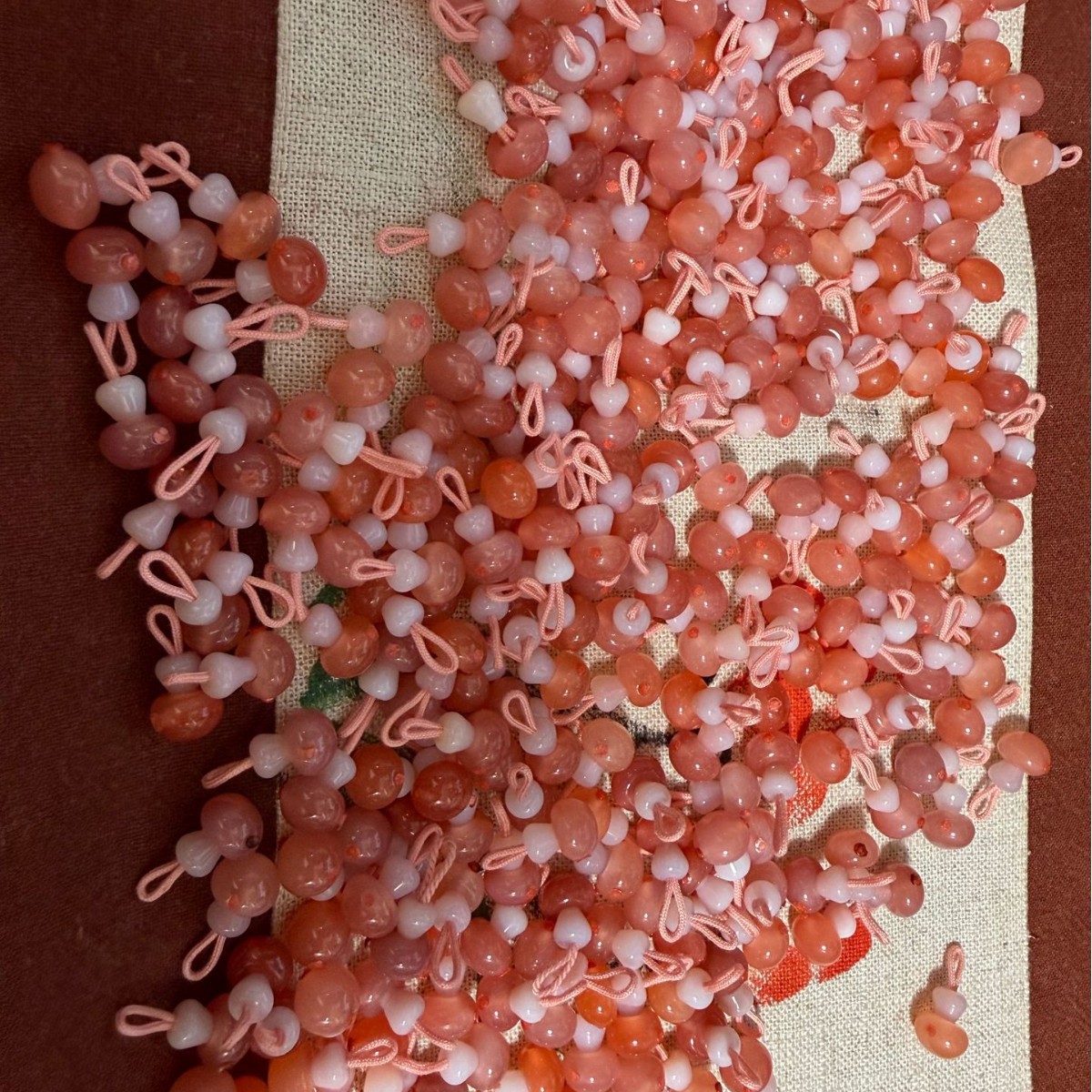 DIY  文玩 粉糯玛瑙   时尚百搭 小蘑菇 三通