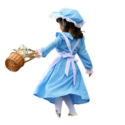 French pastoral style light blue maid dress Spring show outing park shooting parent-child stage performance clothing
