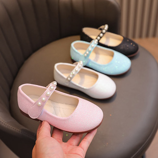 2025 Spring and Autumn Korean Style New Girls' Leather Shoes Casual and Easiest for Match Princess Shoes Children's Velcro Performance Dance Shoes