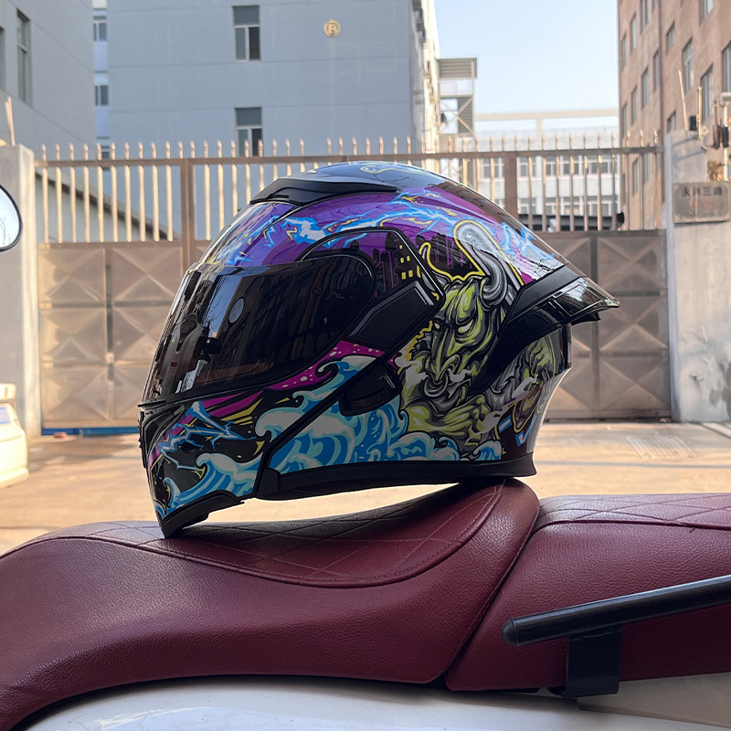 Cuatro estaciones coche eléctrico casco de seguridad cola grande superficie expuesta Jiekai 3C certificado casco de la motocicleta casco completo de la motocicleta de los hombres personalidad