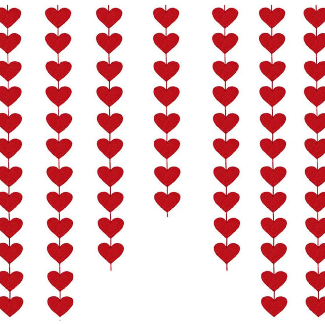 10 Corazones rojos/cuerda