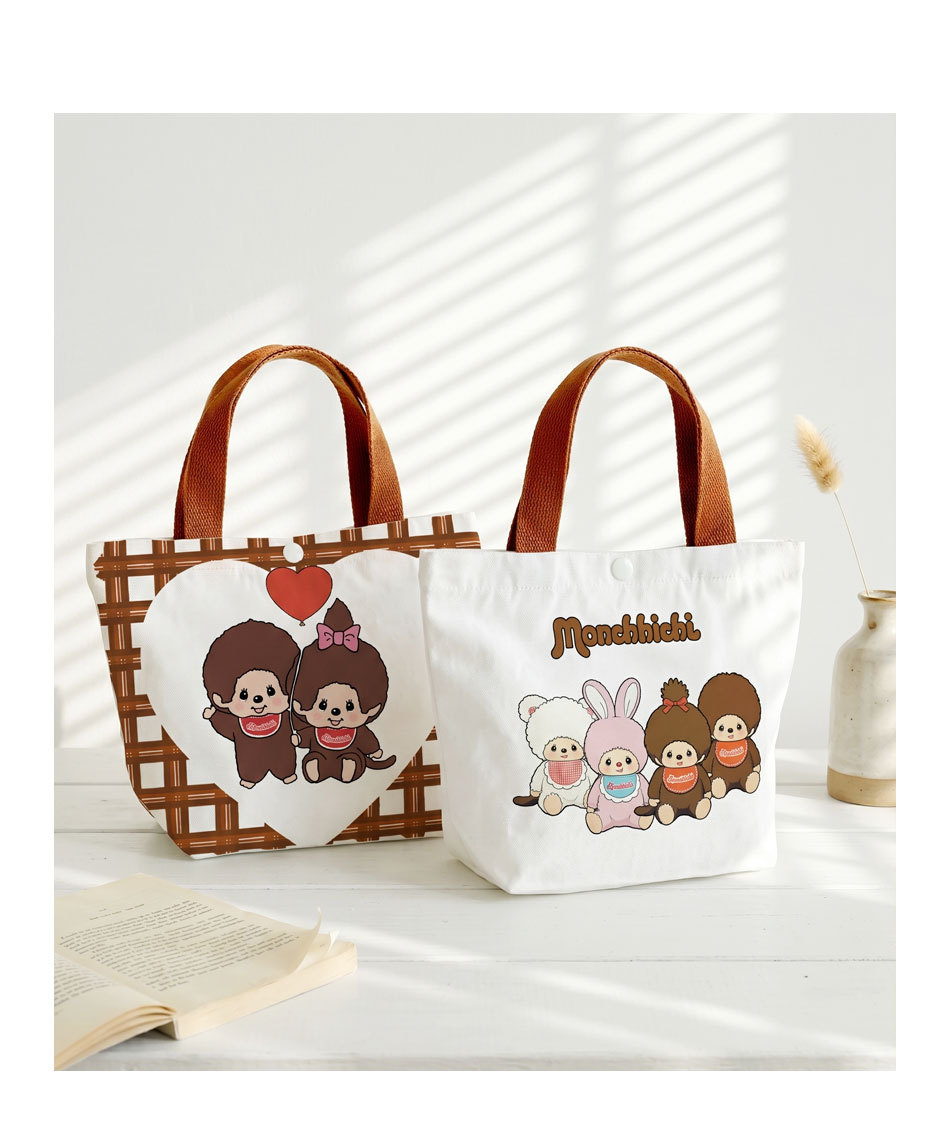 Karikatür Kawaii Canvas Çanta Japon Kore Tarzı Sevimli Baskılı El Çantası Günlük Geniş Kapasiteli Çanta