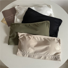 冰絲無痕一字圍後排扣女士無肩帶裹胸抹胸一片式美背內衣固定杯