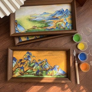 Qianli Jiangshan Picture Filigree Enamel Painting DIY Material Cloisonne Decorative Painting Intangible Cultural Heritage Handmade Chinese Desktop Ornaments