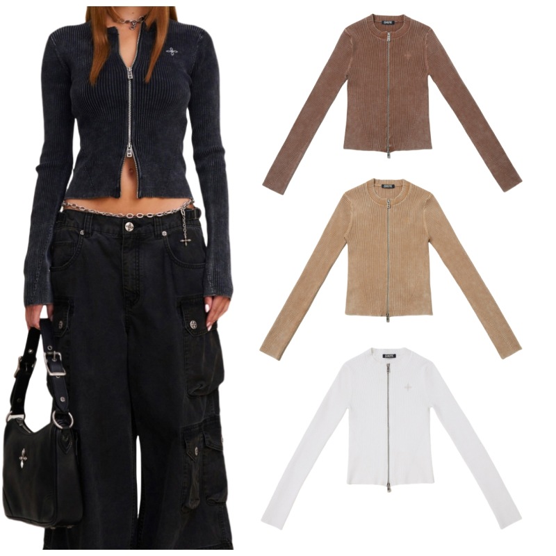 Retro cardigan with zipper