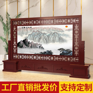 Chinese solid wood screen partition living room unit hall entrance company office conference room entrance porch seat screen