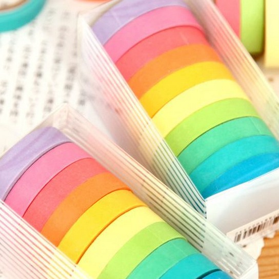 0.8cm*5m日韩装饰DIY纸质胶带糖果色彩色胶布可写字手撕和纸胶带