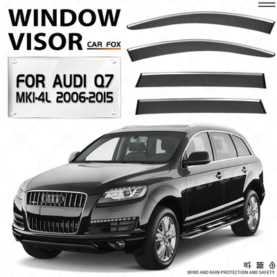 Suitable for AUDI Q7 Window rain and rain shield rain eyebrow side Window deflector AUDI Q7 Window visor (Rain shield) - standard-packaging-without-logo-audi-q7-mk1-4l-2006-2015-organic-glass-with-bright-strip-window-rain-shield