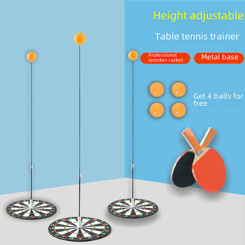 JIANQING Table Tennis Trainer for Children, Household Elastic Soft Shaft Racket Indoor Solo Training Set, Cross-border