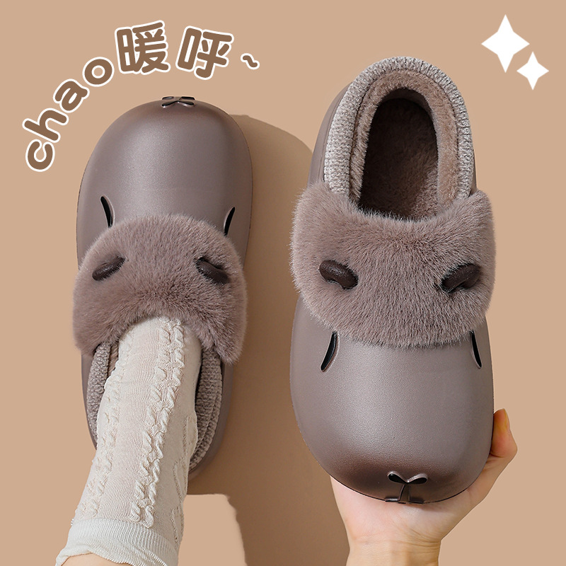Zapatillas de algodón Capiballa para mujeres invierno 2025 nuevas parejas calentadoras impermeables a prueba de agua zapatos de algodón caseros