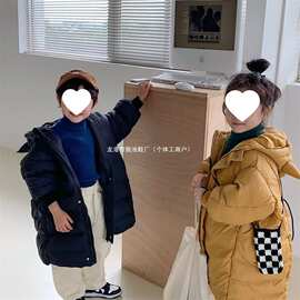 儿童羽绒服白鸭绒90绒中长款冬季新款连帽小恶魔加厚宝宝外套洋气