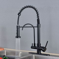 跨境全銅三合一抽拉水龍頭廚房冷熱兩用洗菜盆水槽多功能淨水龍頭