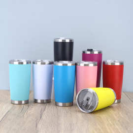 新款20oz不锈钢汽车杯双层真空大容量保温杯户外便携式冰霸杯批发