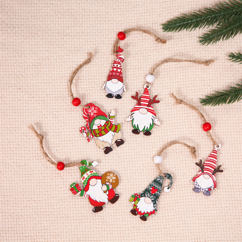Christmas Cute Santa Claus Wood Party Hanging Ornaments 12 Pieces display picture 11