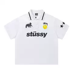 American-style High Street Fashion Brand Summer High Black 8 Embroidered Logo Badge Men's and Women's Loose Casual Short-sleeved Polo Shirt T-shirt