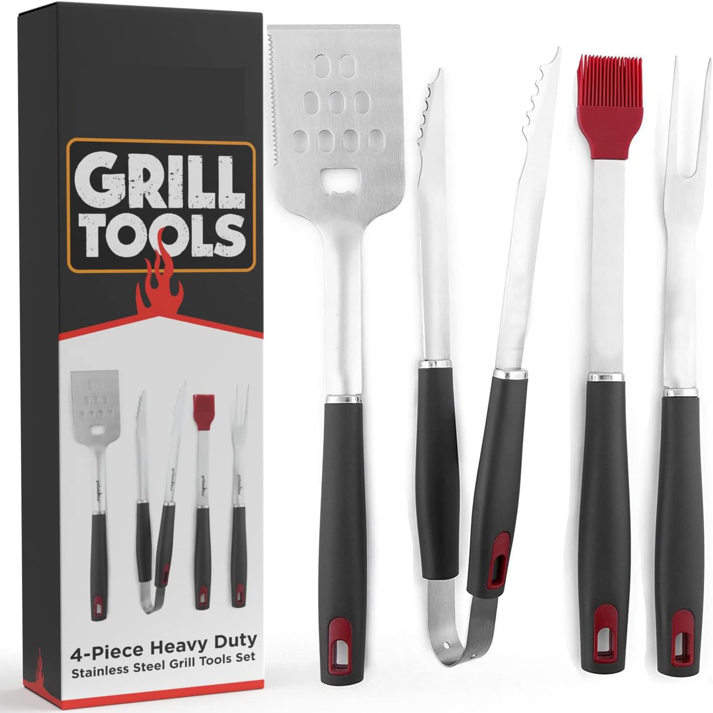 Amazon Barbacoas Acero inoxidable barbacoa herramientas traje al aire libre camping parrilla mango de plástico barbacoa combinación utensilios