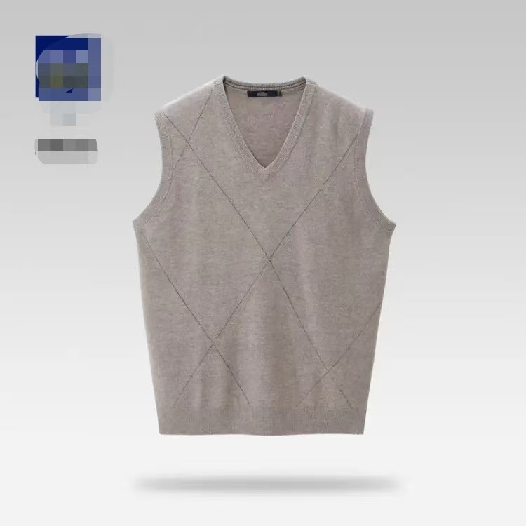 【海品牌剪标】秋款羊毛衫背心V领修身纯羊毛保暖毛衣男3U008A