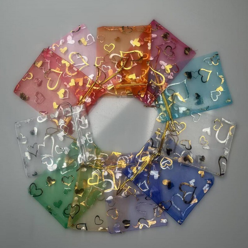 Mesh bag gilding love rose gauze bag organza bag jewelry drawstring beam candy gift packaging bag