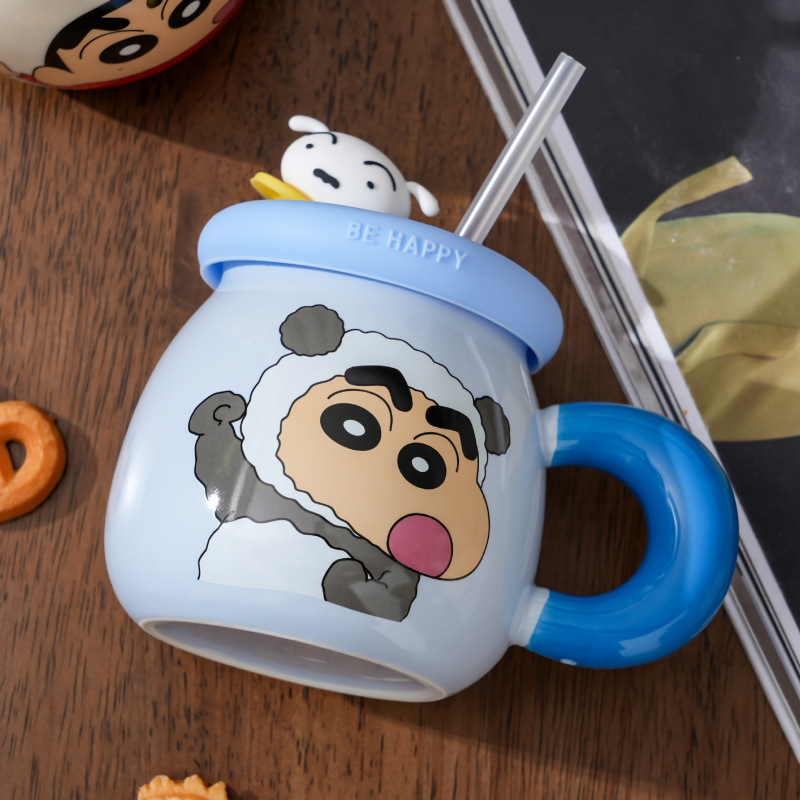 Lápiz pequeño nuevo alto valor facial taza de cerámica de gran capacidad con tapa de oficina taza de hervidor de agua regalo de cumpleaños creativo para niños