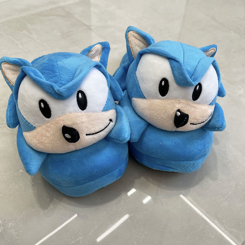 Comercio exterior zapatos de algodón domésticos caliente para hombres y mujeres creativos de dibujos animados de Halloween Sonic erizo animado zapatillas de algodón
