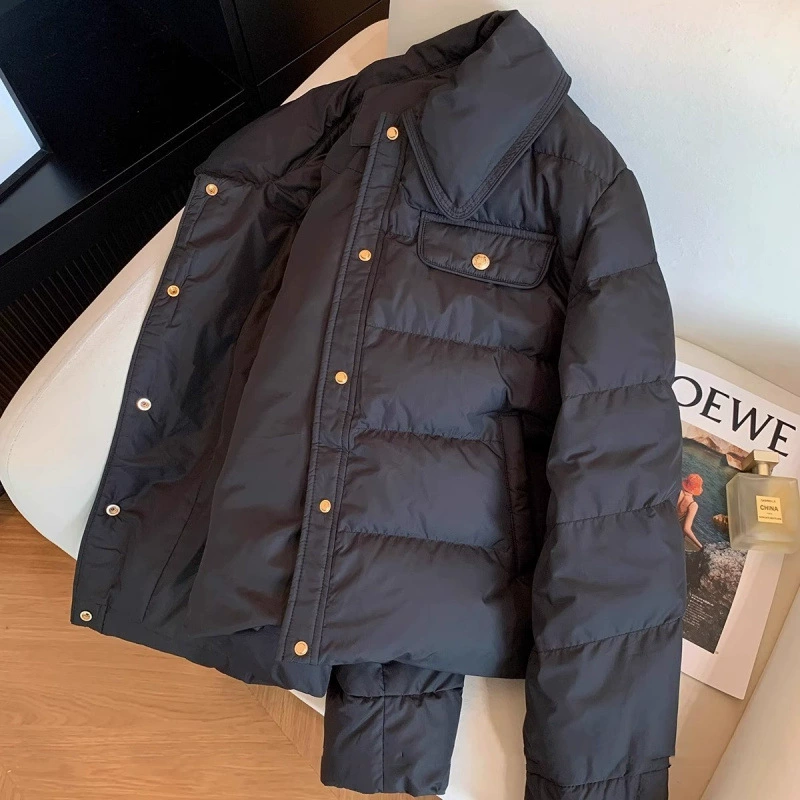 Черная стеганая зимняя модная пуховая куртка SimonLeina, в стиле Chanel, свободный крой