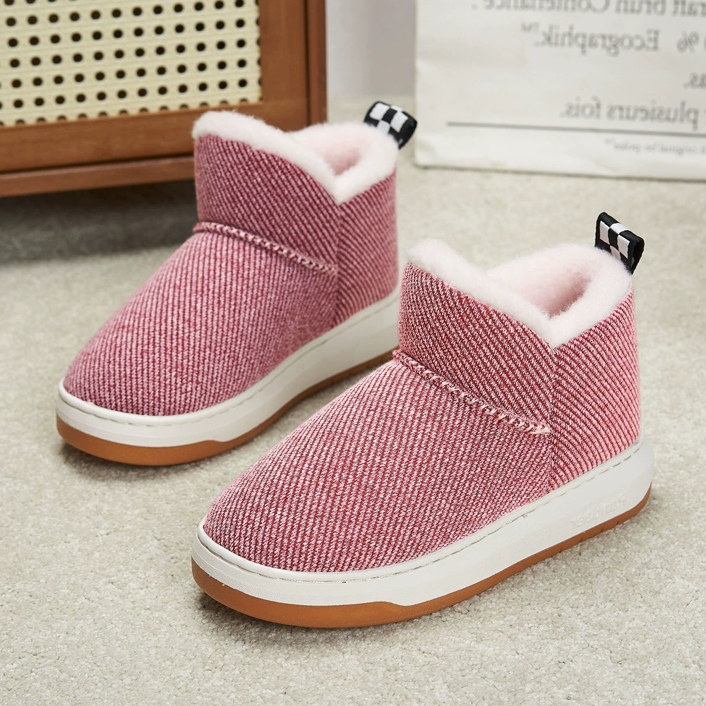 Зимние теплые хлопковые тапочки для пар, мужские и женские туфли на толстой подошве, нескользящая теплая Домашняя хлопковая обувь на флисовой подкладке, на высоком каблуке, большие размеры
