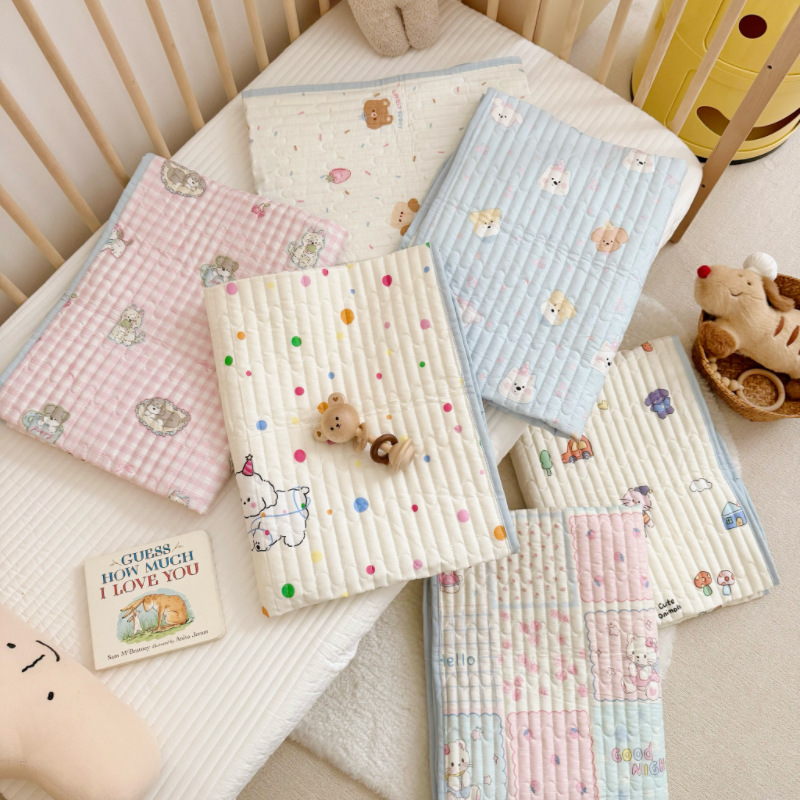 Children's Kindergarten Cotton Quilted Bed Cover Single Piece Baby Cartoon 2025 New Anti-Slip Cotton Quilted Bed Sheets Blanket