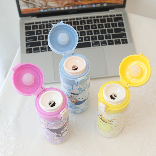 New cartoon Japanese portable thermos cup cute doll 304 stainless steel bouncing cup student drinking water thermos bottle