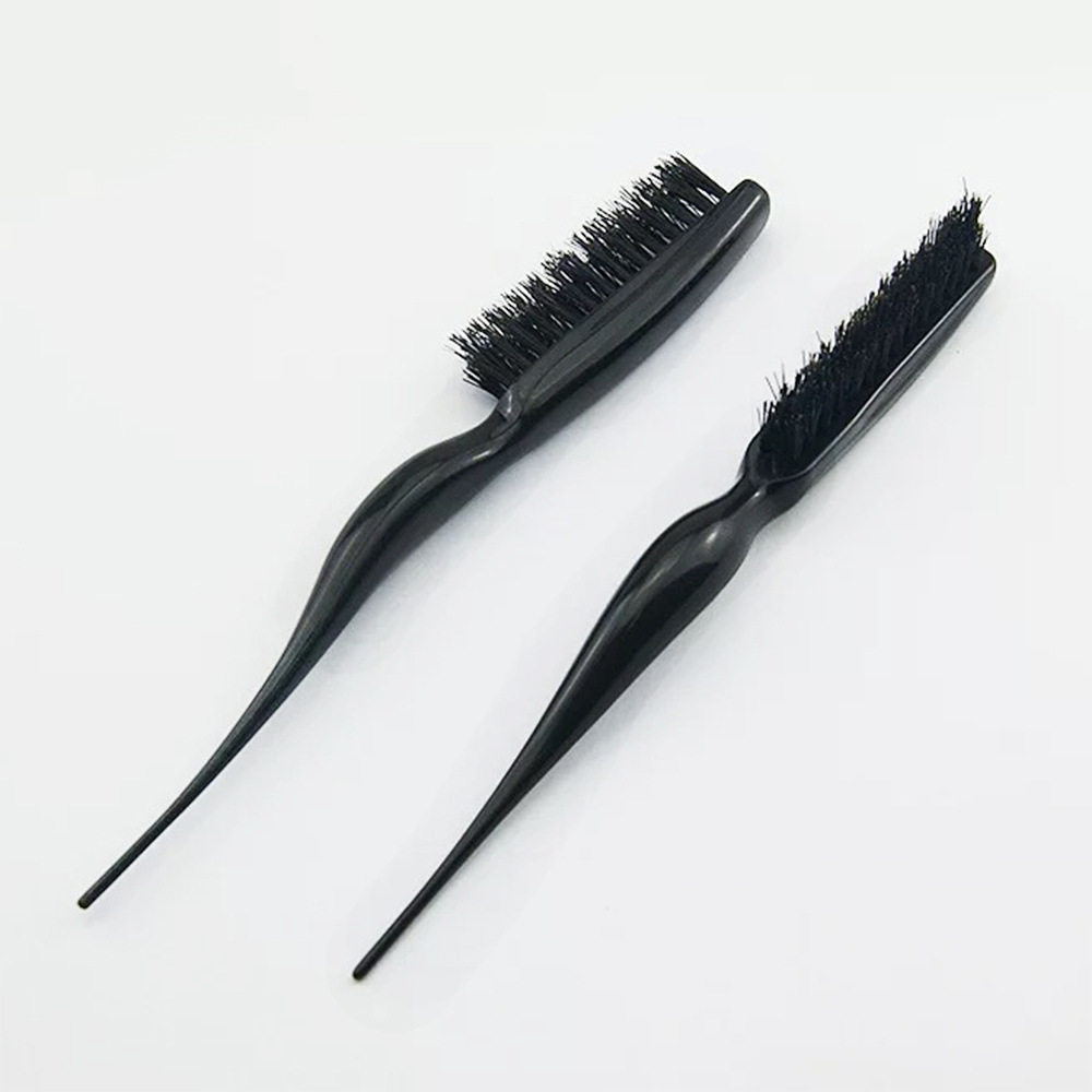 뾰족한 꼬리 빗 미용 스타일 3 열 빗 크로스 테두리 푹신한 곱슬 머리 빗 전문 헤어 코일 메이크업 브러시 강모 헤어 빗