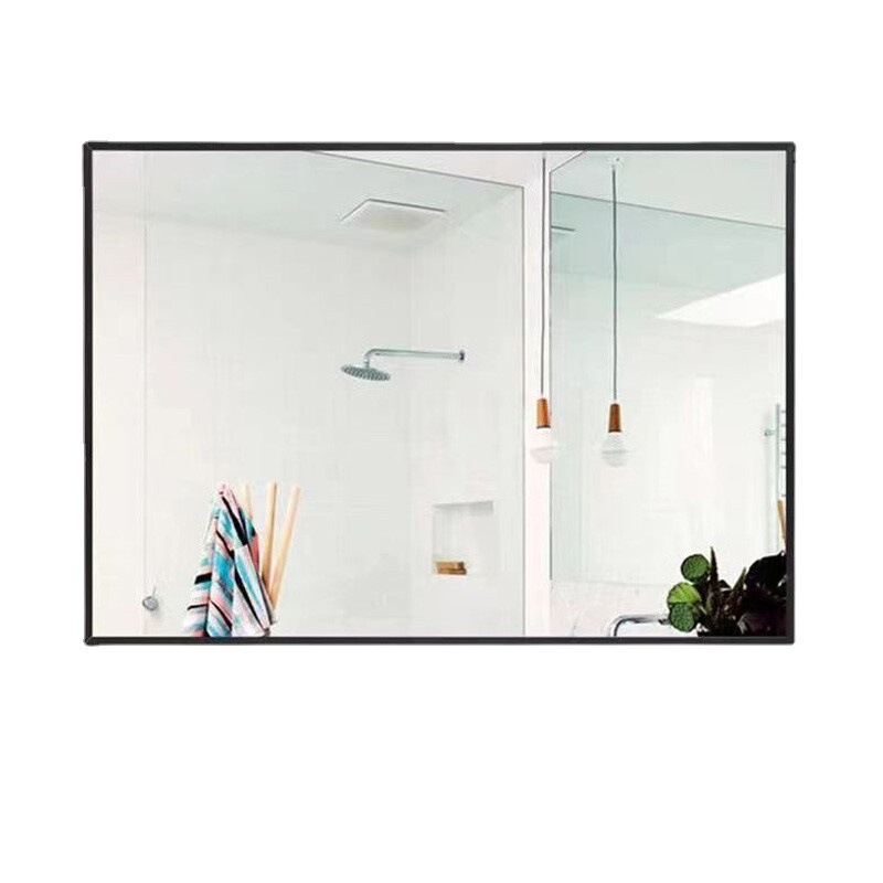 Espejo de baño de pared de ángulo recto simple marco de aleación de aluminio inodoro sin perforaciones