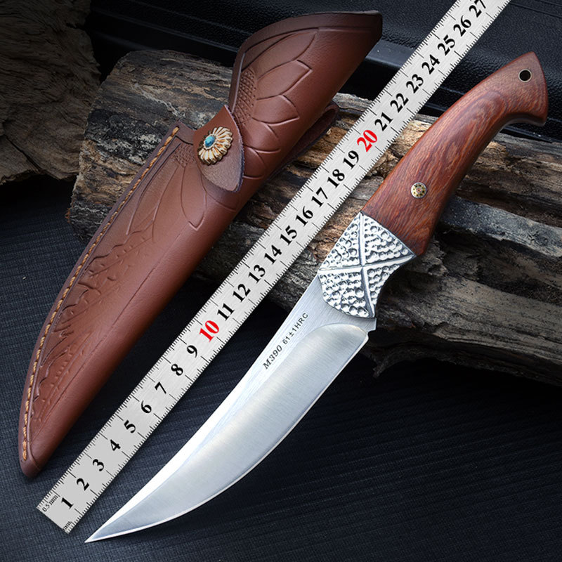 厂家现货M390户外高硬度直刀一体龙骨藏刀切肉野营水果刀吃肉刀