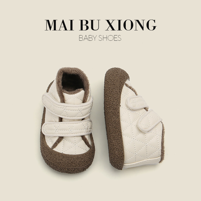 麦布熊宝宝棉鞋男童复古休闲鞋子婴儿童学步鞋秋冬女童大头鞋加绒
