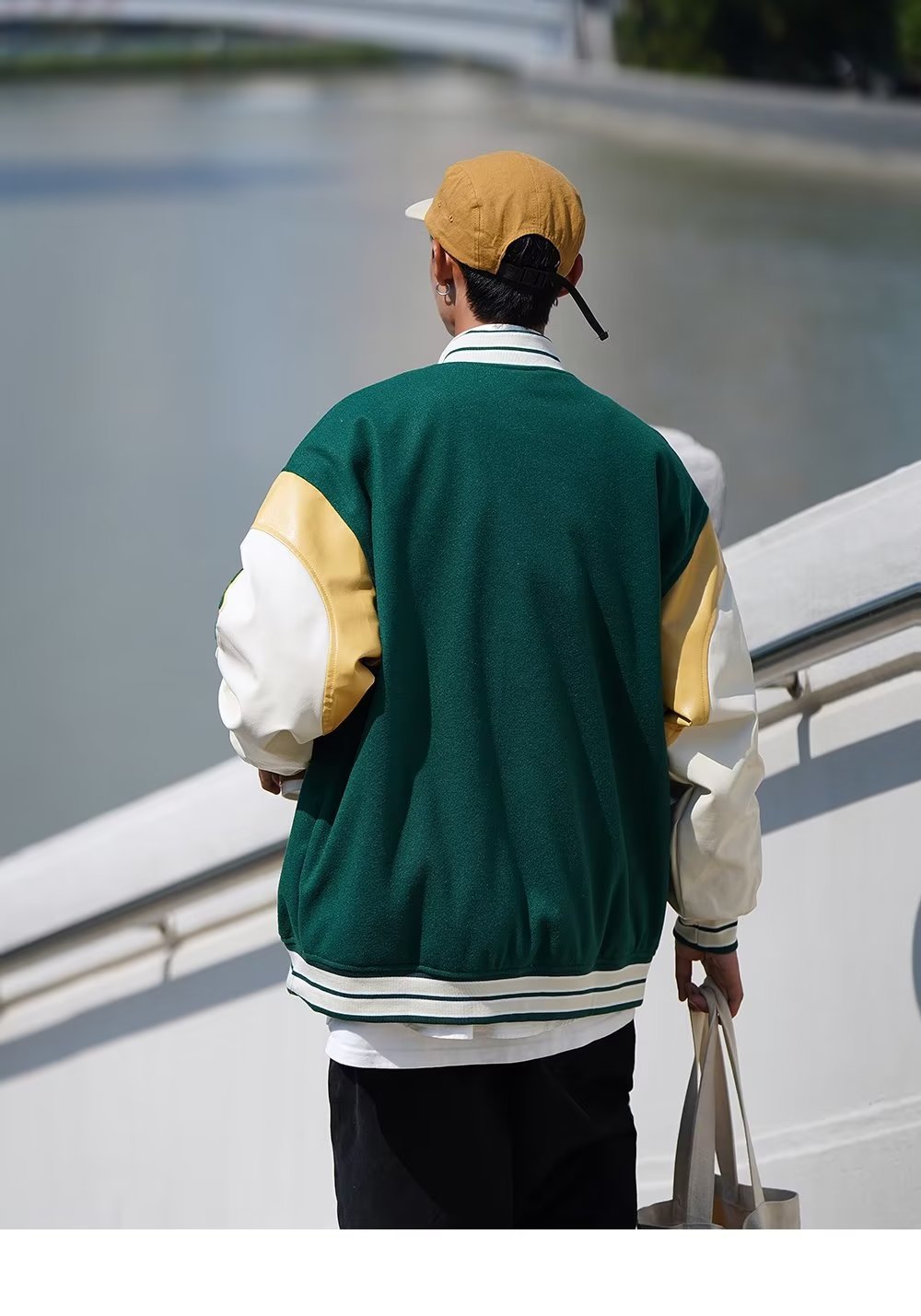 Giacca da baseball uomo a contrasto stile coreano trendy urban_voghion.com