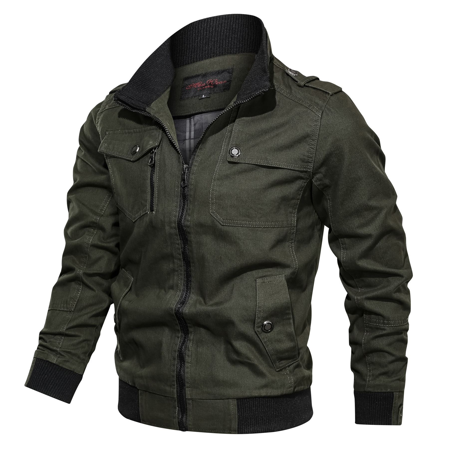 solid color men's cotton thin autumn jacket with zipper