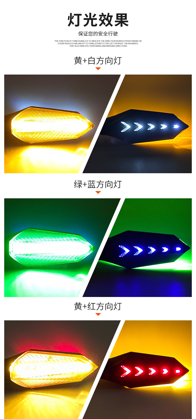 36-60V Wide Voltage Led Sequential Turn Signal Light, Suitable for Multi-Voltage Electric Scooter Modification Warning Turn Signal Light