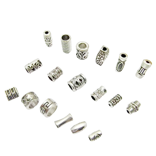 Vintage Tibetan Silver Style Straight Cylinder Beads DIY Handmade Bracelet Necklace Large Hole Beads Accessory Material Batch