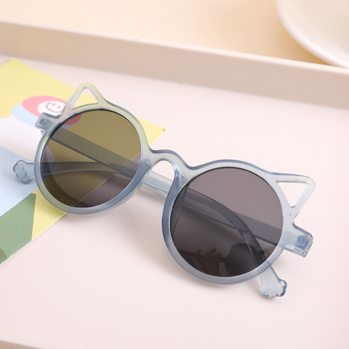 New Style Cat Ears Children's Sunglasses Cross-border Men Cartoon Glasses Gradient Color Trendy Baby Boys and Girls Aviator Sunglasses Wholesale