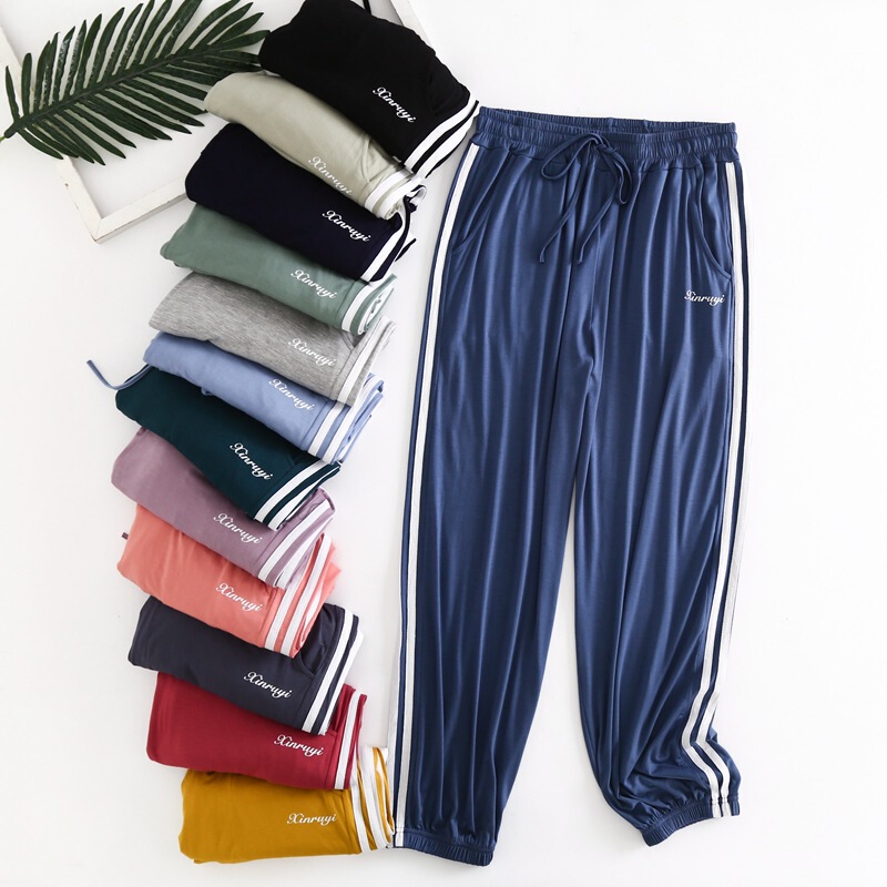 Modal New Drawstring Pocket Pull Harem Pants Sports Casual Pants Letter Home Pants Women's Wide Summer Outer Wear Modal New Drawstring Pocket Pull Harem Pants Sports Casual Pants Letter Home Pants Women's Wide Summer Outer Wear