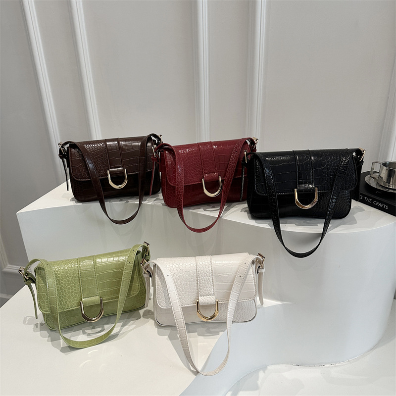 Bolso para mujeres 2025, nuevo estilo de estilo extranjero, cocodrilo, bolso de mano elegante, bolso de hombro debajo de la axila.