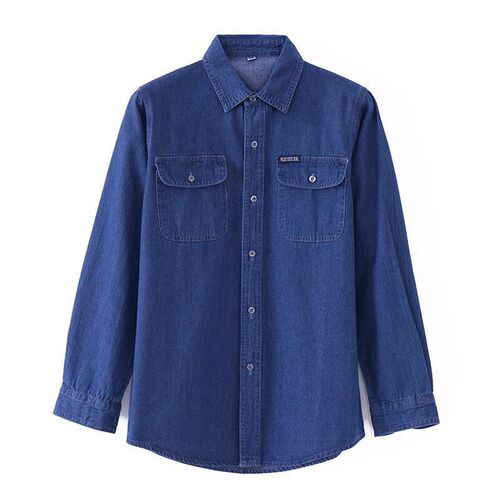 Denim long sleeve shirt autumn middle-aged men cotton quality loose casual large size shirt for men office workwear