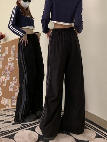American retro high street sweatpants women's national trend loose all-matching autumn casual pants trend cool straight wide-leg pants