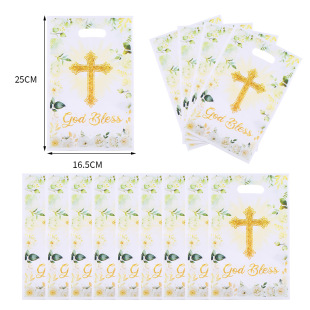 White Cross Baptism Bag Party Decoration Gift Bag Holiday Birthday Party Back Gift Bag Candy Bag Plastic Bag
