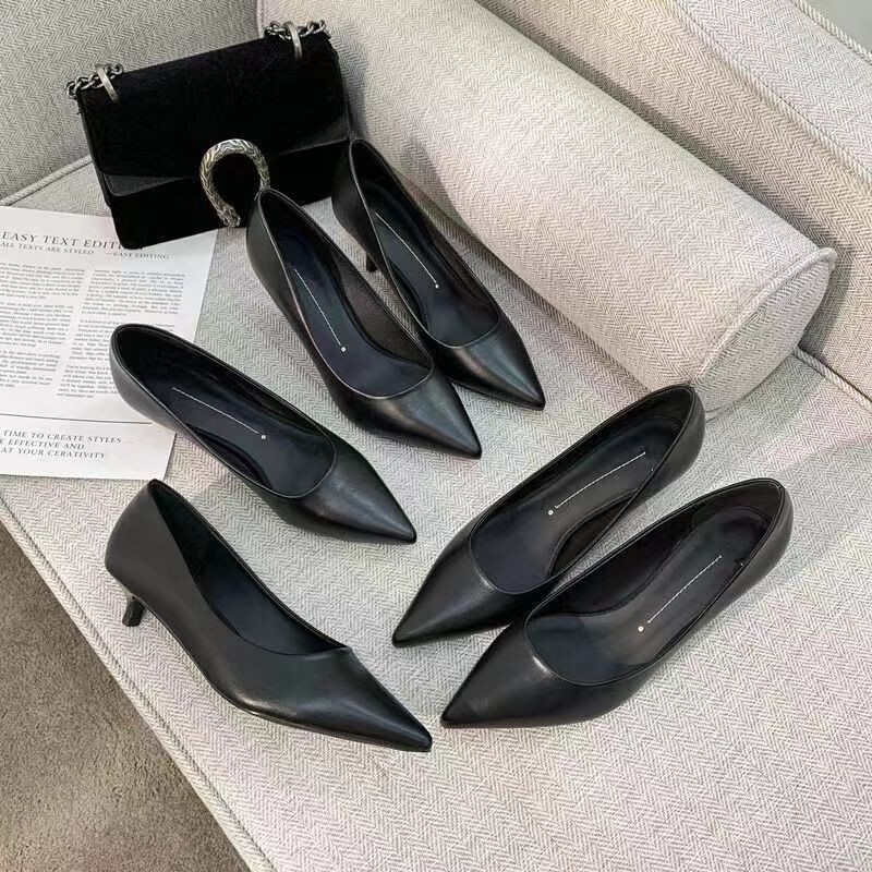 High-Heeled Shoes for Women with Thin Heels, Comfortable for Long Standing, Versatile, 2026 Spring and Autumn Soft-Soled Professional Black Work Shoes, Women's Pointed-Toe Shoes High-Heeled Shoes for Women with Thin Heels, Comfortable for Long Standing, Versatile, 2026 Spring and Autumn Soft-Soled Professional Black Work Shoes, Women's Pointed-Toe Shoes