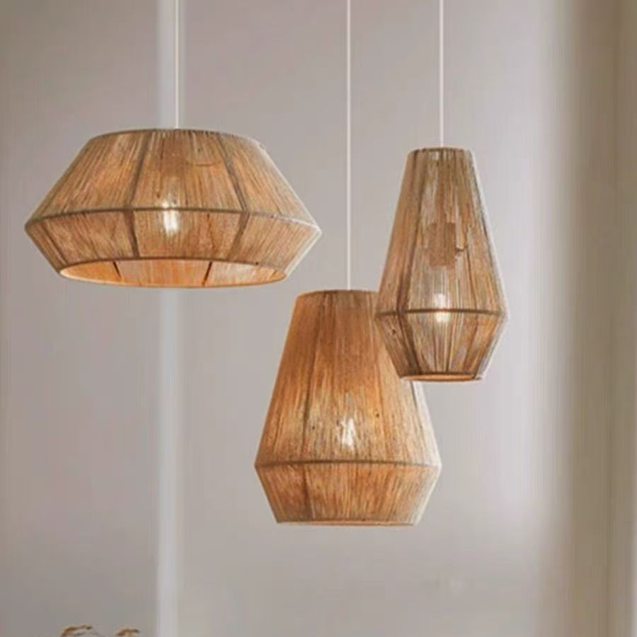 Lámpara de estilo japonés, estilo tranquilo y creativo, restaurante personalizado, bar, dormitorio, balcón, lámpara de vidina tejida a mano retro