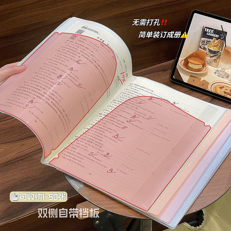 Carpeta de papel de prueba A3 carpeta de almacenamiento de hoja blanda bolsa de almacenamiento de gran capacidad carpeta de almacenamiento de papel de prueba de estudiantes carpeta A4